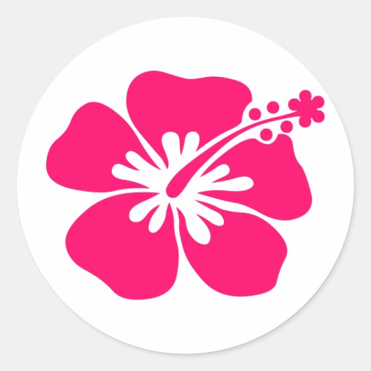 roze aloha ronde sticker (Voorkant)