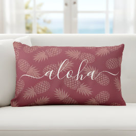 Roze Aloha Script Ananas Patroon Eenvoudig Modern Kussen
