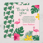 Roze Aloha Tropische Flamingo Birthday Dank u Bedankkaart (Voorkant / Achterkant)