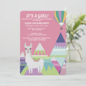 Roze alpaca ballon Baby Girl Shower Kaart (Staand voorkant)
