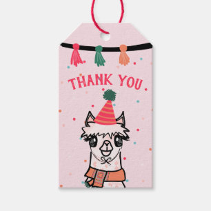 Roze Alpaca Fiesta verjaardag Cadeaulabel