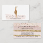 Roze Alpaca met Bloem Visitekaartje (Voorkant / Achterkant)