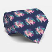 Roze alpiaca, lamatropische bladeren en bloemen va stropdas (Opgerold)