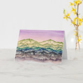 Roze Alpine Glow Waterverf Berglandschap Kaart (Gele Bloem)