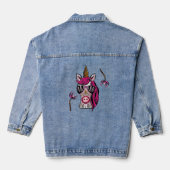 Roze als coupé denim jacket (Achterkant)