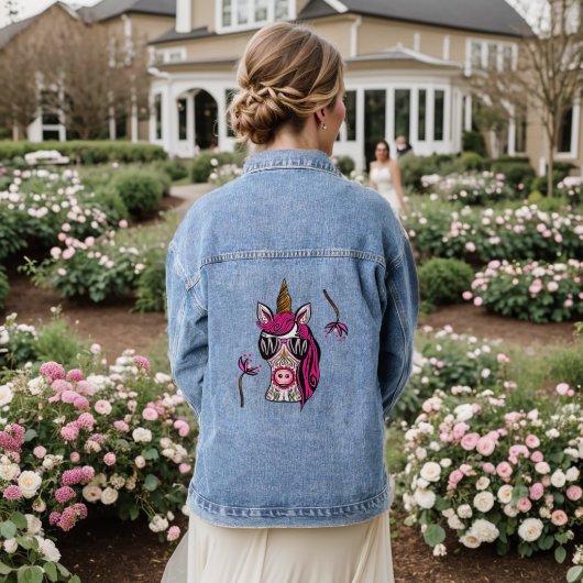 Roze als coupé denim jacket (Huwelijk Achterkant)