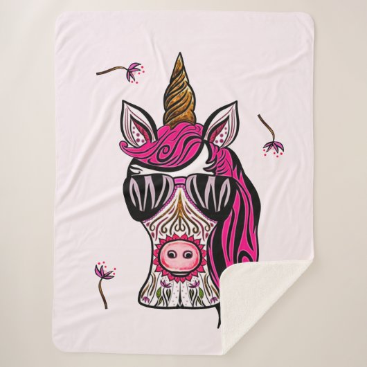 Roze als coupé sherpa deken (Voorkant)