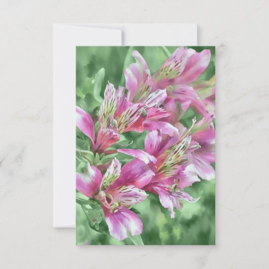 Roze Alstroemeria Bloemen Floral Flat Note Kaart (Voorkant)