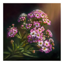 Roze Alyssum Bloem Kunstprint Poster