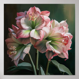 Roze Amaryllis Bloem Kunstprint Poster