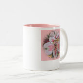 Roze Amaryllis Bloem Tweekleurige Koffiemok (Voorkant rechts)