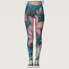 roze amaryllis bloemen leggings