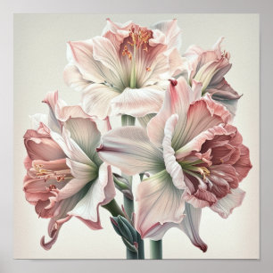 Roze Amaryllis Flower Art Print Poster
