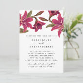 Roze Amaryllis Flower Wedding Invitation Kaart (Staand voorkant)