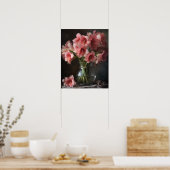 Roze Amaryllis Flowers Art Print Poster (Keuken)