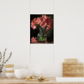 Roze Amaryllis Flowers Art Print Poster (Keuken)