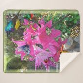 Roze - Amaryllis & Kingfisher Poster Sherpa Deken (Voorkant (horizontaal))