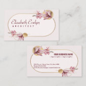 Roze amaryllis patroon met goud gy53763 visitekaartje (Voorkant / Achterkant)