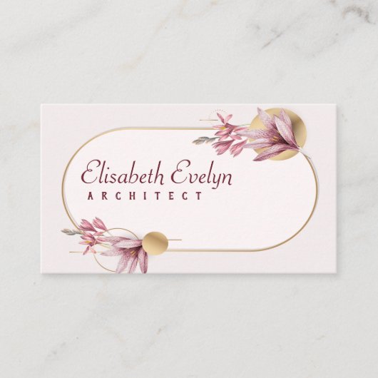 Roze amaryllis patroon met goud gy53763 visitekaartje (Voorkant)