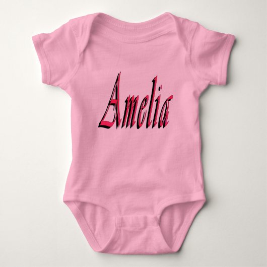 Roze Amelia Girls Name Logo Baby Bodysuit (Voorkant)