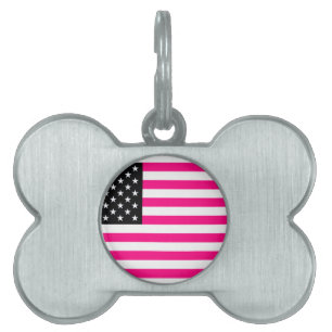 roze amerikaanse vlag huisdieren naamplaatje