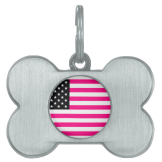 roze amerikaanse vlag huisdieren naamplaatje