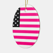 roze amerikaanse vlag keramisch ornament (Links)