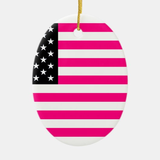 roze amerikaanse vlag keramisch ornament (Voorkant)