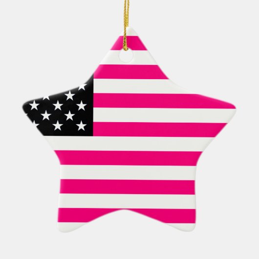 roze amerikaanse vlag keramisch ornament (Voorkant)