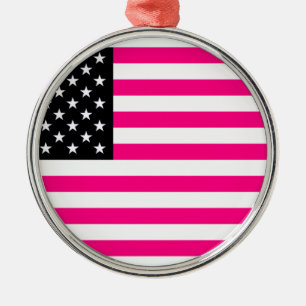 roze amerikaanse vlag metalen ornament