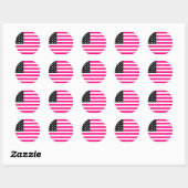 roze amerikaanse vlag ronde sticker (Vel)