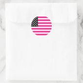 roze amerikaanse vlag ronde sticker (Tas)