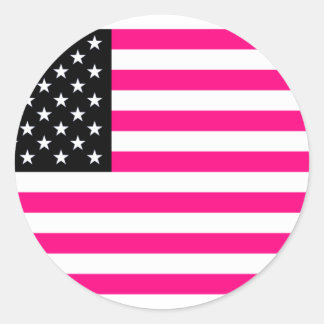 roze amerikaanse vlag ronde sticker