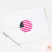 roze amerikaanse vlag ronde sticker (Envelop)