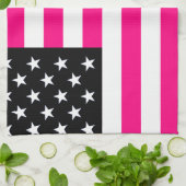 roze amerikaanse vlag theedoek (Gevouwen)