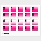 roze amerikaanse vlag vierkante sticker (Vel)