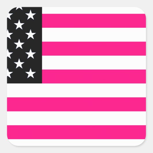 roze amerikaanse vlag vierkante sticker (Voorkant)