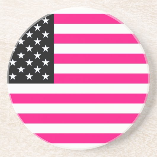 roze amerikaanse vlag zandsteen onderzetter (Voorkant)