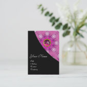 ROZE AMETHYST FLORALE  MONOGRAM roze,zwart, paars Visitekaartje (Staand voorkant)