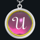 Roze Amethyst Gem Monogram Zilver Vergulden Ketting<br><div class="desc">Elegant en uniek ontwerp met edelsteen. Zeer nauwkeurige modellering en rendering van verpleegkundigen in 3D Studio Max door Bulgan Lumini.Part uit de serie Hyper Talismans.</div>