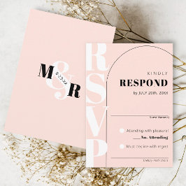 Roze Ampersand Arch Wedding RSVP Kaart