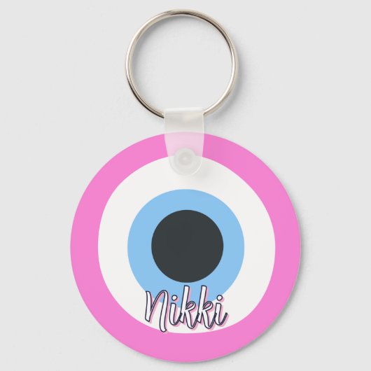 roze amulet tegen het boze oog Sleutelhanger || op (Voorkant)
