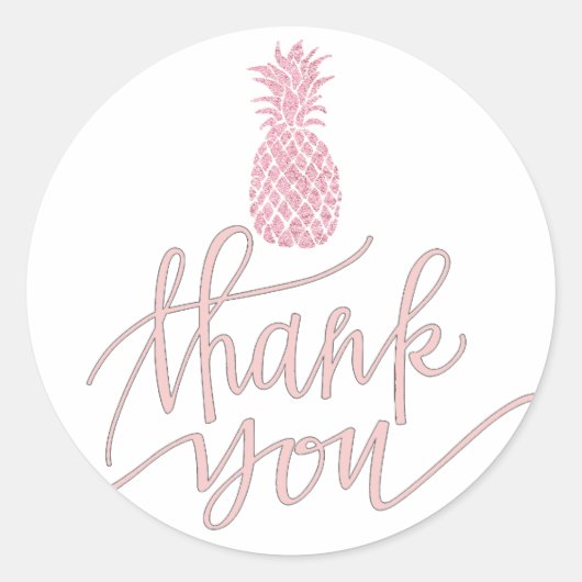 roze anananas bedankt ronde sticker (Voorkant)