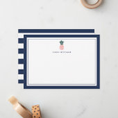 Roze anananas | Gepersonaliseerd kantoorpapier Notitiekaartje (Voorkant / Achterkant in situ)