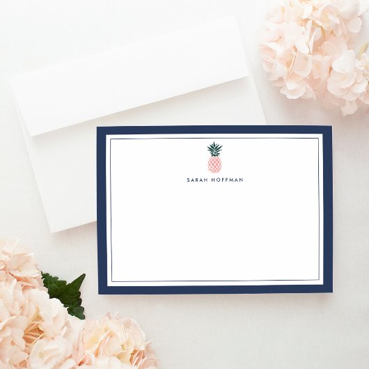Roze anananas | Gepersonaliseerd kantoorpapier Notitiekaartje