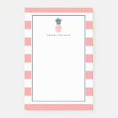 Roze anananas | Gestreepte persoonlijke Post-it® Notes (Voorkant)