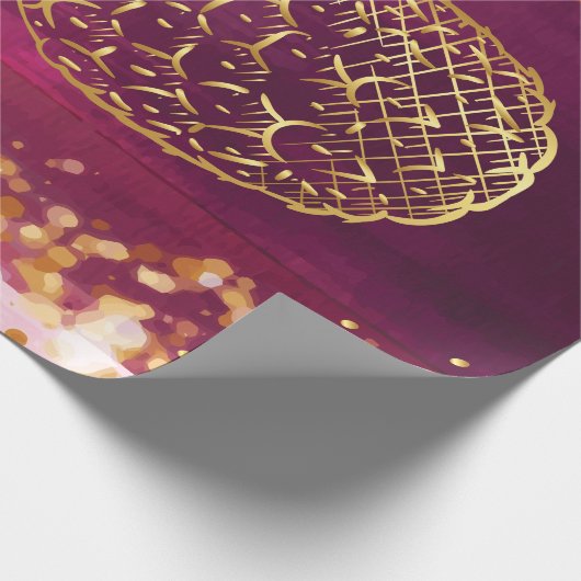 Roze anananas Gold Glitter Cadeaupapier (Hoek)