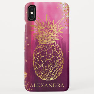 Roze anananas Gold Glitter, speciaal gepersonalise Case-Mate iPhone Case