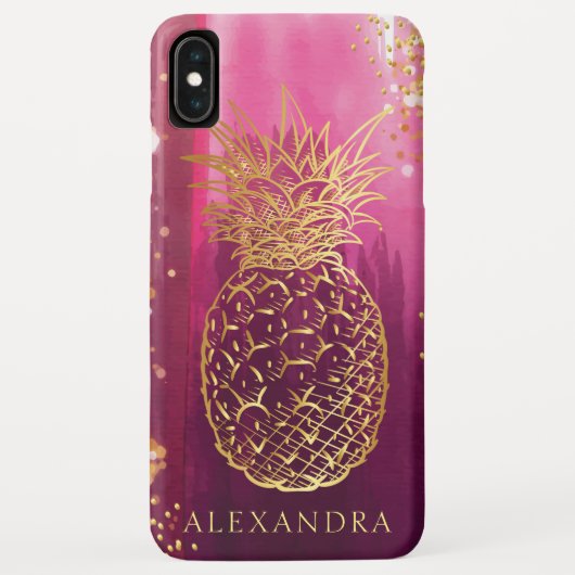 Roze anananas Gold Glitter, speciaal gepersonalise Case-Mate iPhone Case (Achterkant)