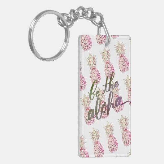 Roze anananas is de Aloha-Sleutelhanger Sleutelhanger (Voorkant Links)